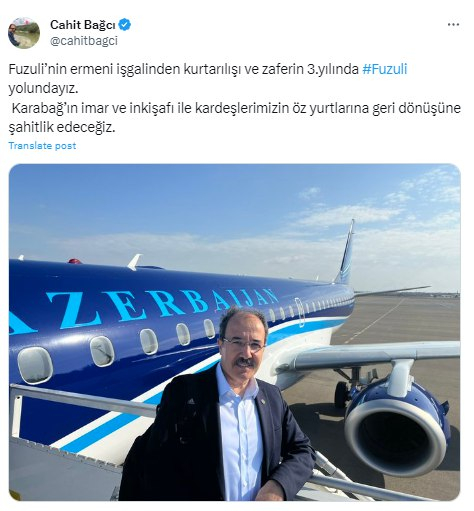 Türkiyənin Azərbaycandakı səfiri Cahit Bağçı Füzuli rayonuna gedib - FOTO