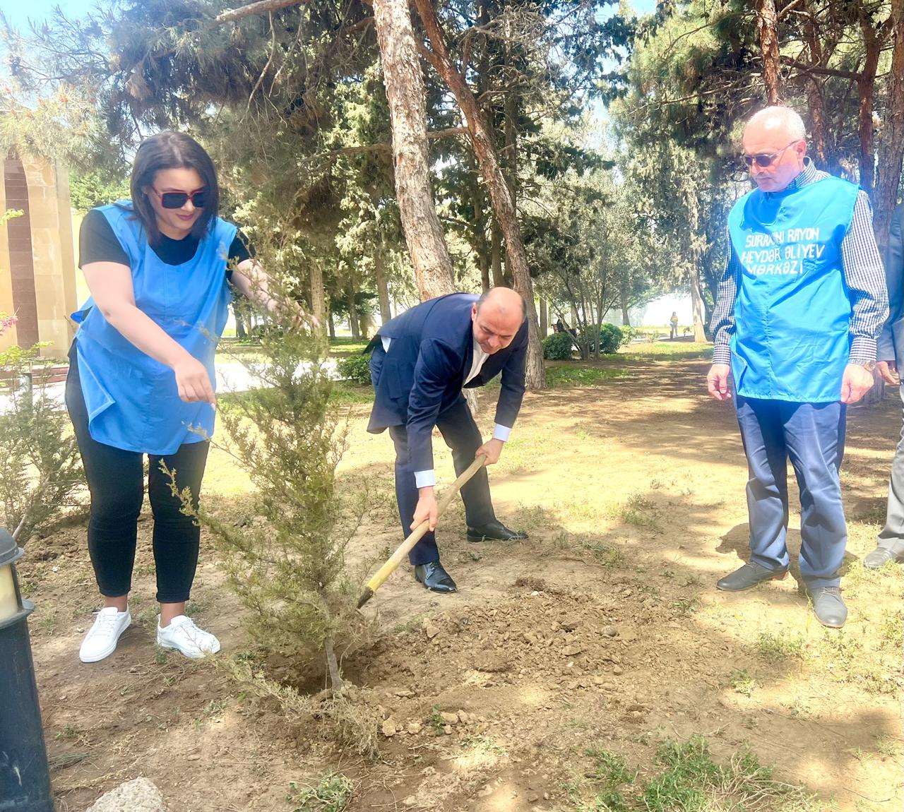 Suraxanıda Heydər Əliyev parkında ağac və gül kolları əkilib