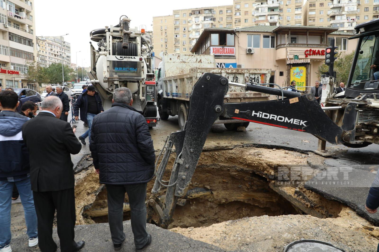 Bakıda qəza baş verən yerdən su tamamilə çəkilib - FOTO