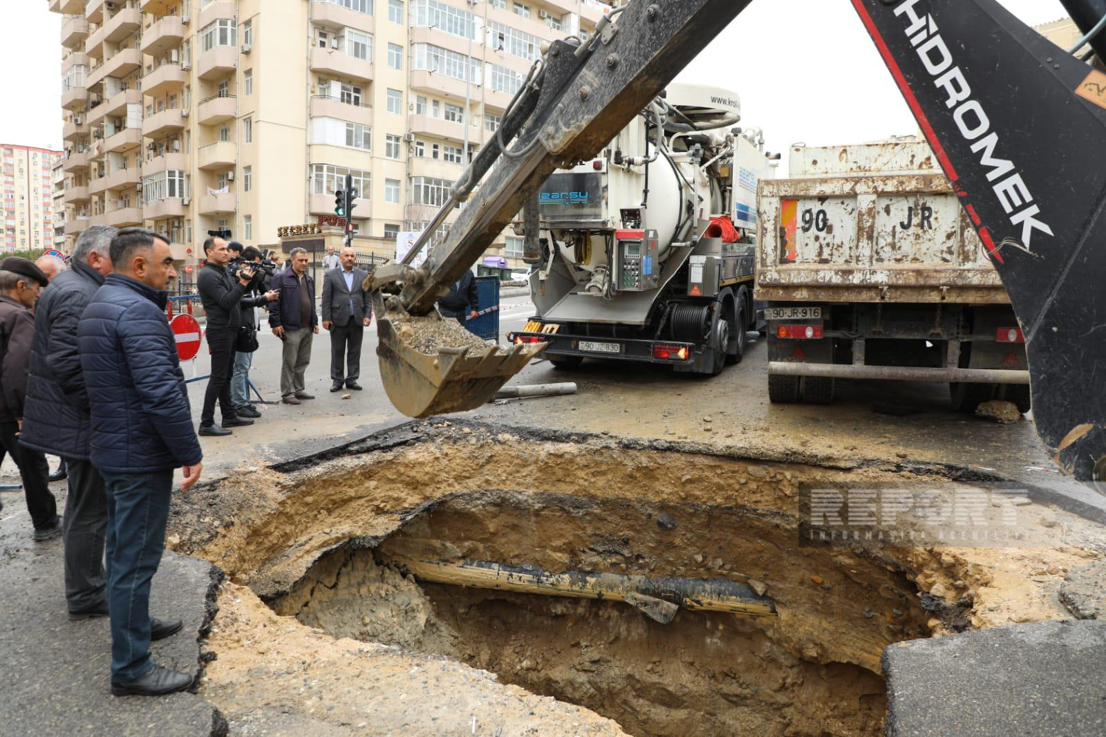 Bakıda qəza baş verən yerdən su tamamilə çəkilib - FOTO