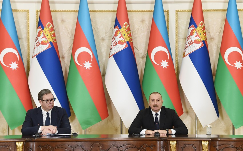 Azərbaycan və Serbiya prezidentləri mətbuata bəyanatlarla çıxış ediblər