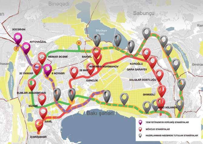 2040-cı ilə qədər Bakının bu ərazilərində metrostansiyalar olacaq