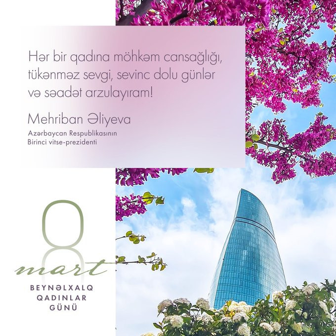 Birinci vitse-prezident Mehriban Əliyeva Azərbaycan qadınlarını təbrik edib