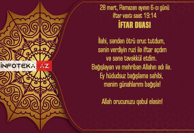 Ramazan ayının 6-cı gününün imsak, iftar və namaz vaxtları - FOTO-VİDEO