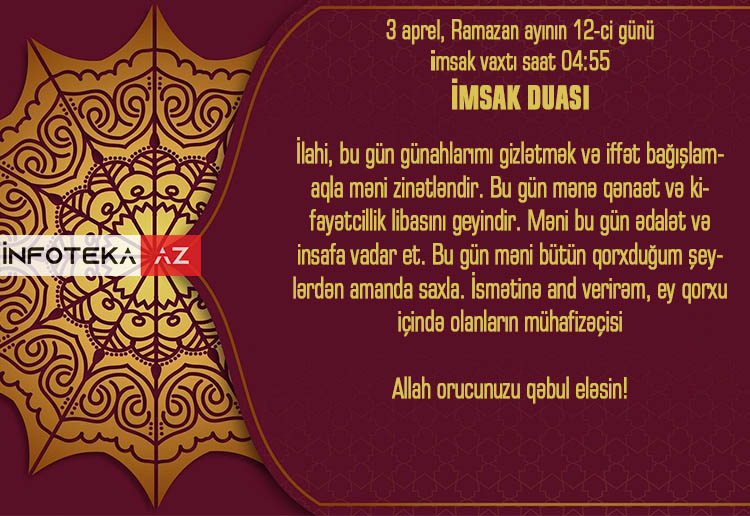 Ramazan ayının 12-ci gününün imsak, iftar və namaz vaxtları - FOTO-VİDEO