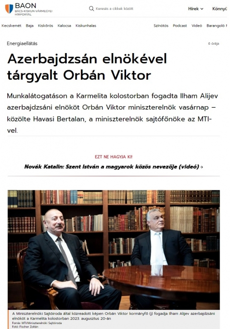 Prezident İlham Əliyevin Budapeştə səfəri Macarıstan KİV-lərində geniş işıqlandırılıb