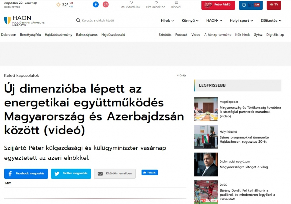 Prezident İlham Əliyevin Budapeştə səfəri Macarıstan KİV-lərində geniş işıqlandırılıb
