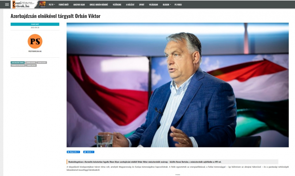 Prezident İlham Əliyevin Budapeştə səfəri Macarıstan KİV-lərində geniş işıqlandırılıb