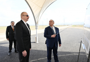 Prezident Hacıqabulda avtomobil yolunun açılışında