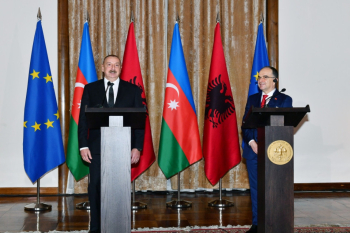 Azərbaycan və Albaniya prezidentləri mətbuata bəyanatlarla çıxış ediblər - FOTO