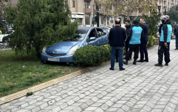 Bakıda qeyri-adi qəza: “Prius” parka girdi