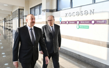 İlham Əliyev Bakı Metropoliteninin "Xocəsən" stansiyasının açılışında iştirak edib