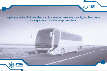 Qarabağa avtobus reyslərinə sentyabr ayı üçün biletlər satışa çıxarılır